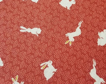 Sevenberry Bunnies and Waves Japanese cotton fabric 88227-4-1 red