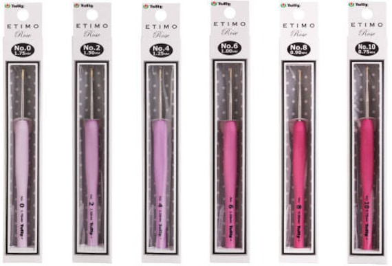 チャーミー・ローズボア 45cm チップ Tulip ETIMO Rose Steel Crochet Hook With Cushion Grip Pink Single
