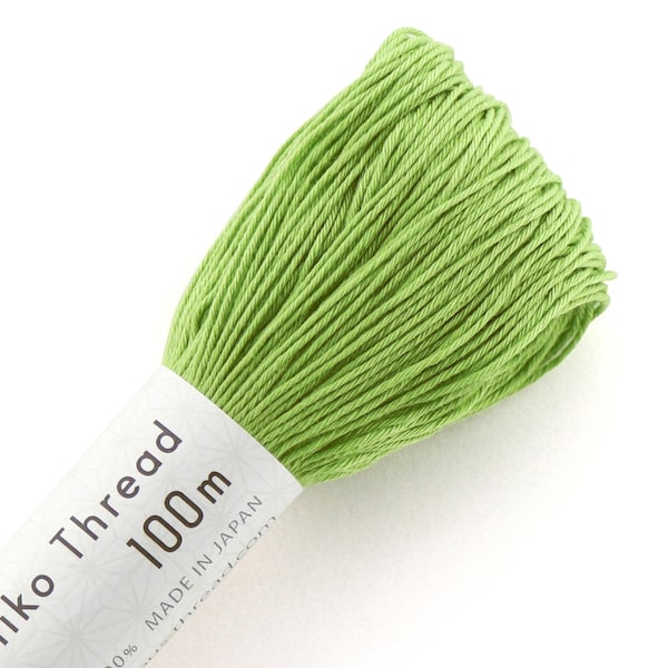 Olympus Color #107 Japanese cotton Sashiko thread LIME GREEN 100 meter skein