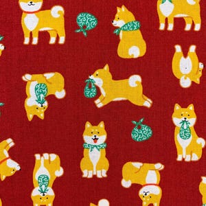 Shiba and Karakusa Cosmo Japanese cotton fabric AP65406-2D red