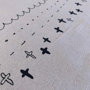 Panel Megumi Sakakibara Collection Japanese cotton linen fabric panel MS1801CL-B beige black image 5