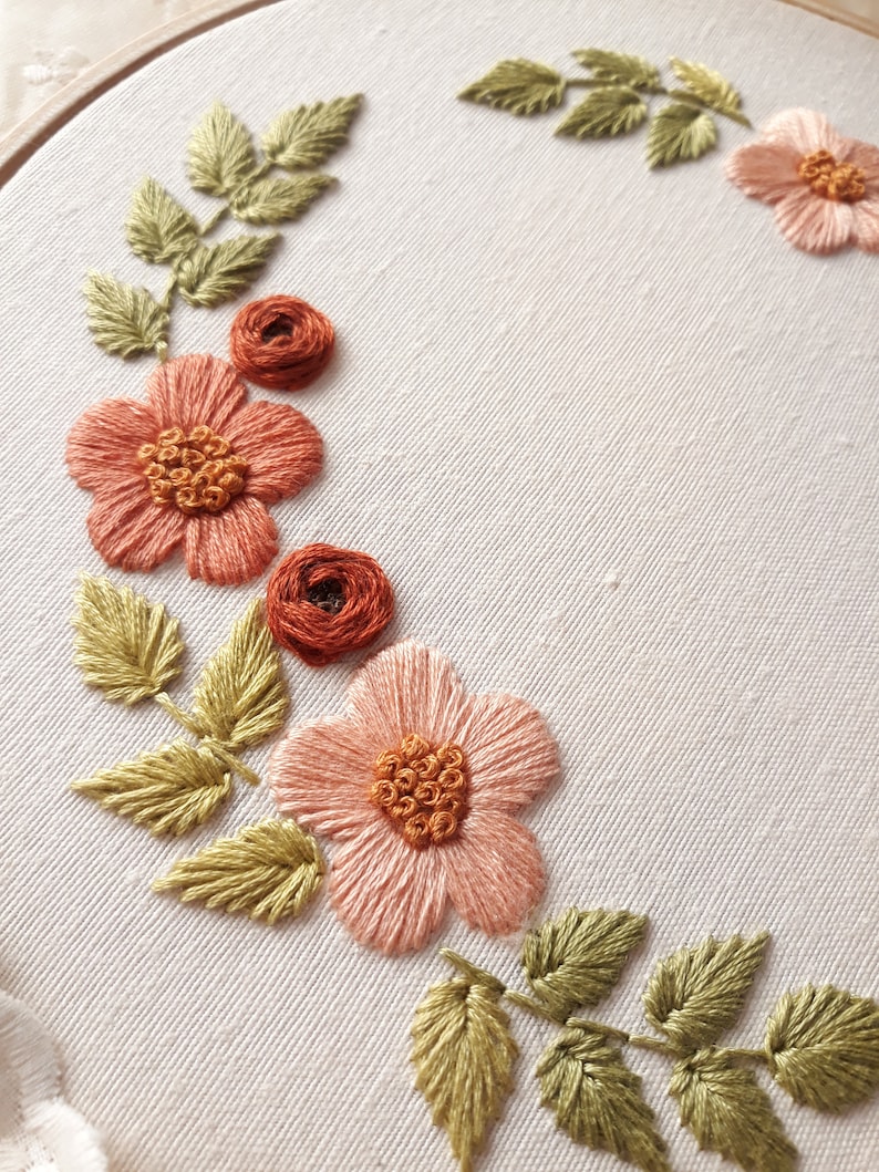 floral embroidered flowers Customizable embroidery art for making a ring bearer or a personalized gift