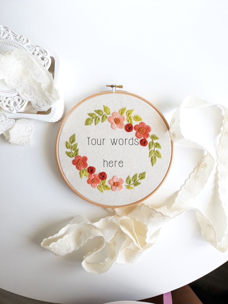 floral embroidered flowers Customizable embroidery art for making a ring bearer or a personalized gift