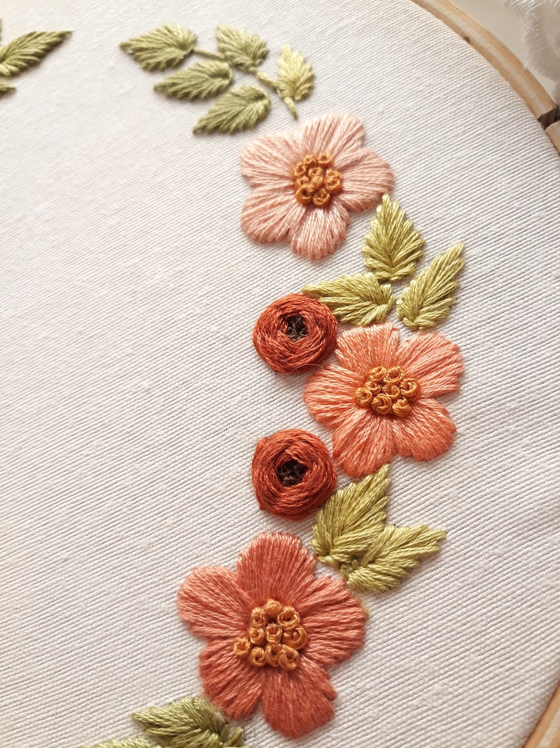 floral embroidered flowers Customizable embroidery art for making a ring bearer or a personalized gift