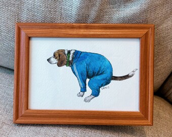 custom dog drawings, 10x15cm with frame, art, dog gift ideas birthday [mylilpawtraits]