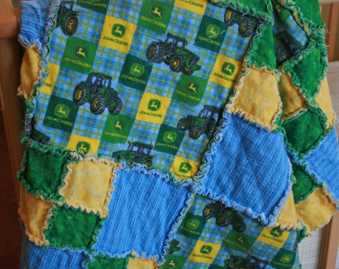 John Deere Flannel Rag Quilt Etsy