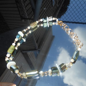Tiefgrün Sea Beaded Halskette