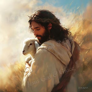 JESUS THE SHEPHERD Canvas Print Lost Sheep Wall Art Christian Gift for Pastor Jesus Leaves the 99 Canvas Gift Jesus Carrying a Lamb Print