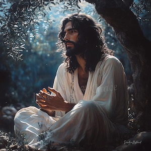 JESUS in GARDEN of GETHSEMANE Canvas Print Jesus Praying at Night Easter Gift Christ Art Print Jesus Canvas Christian Home Decor Pastor Gift