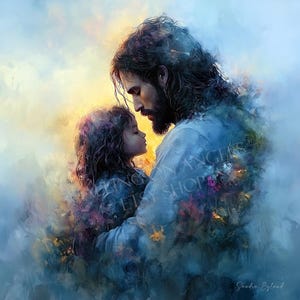 Jesus Holding Child Art Print: Christening Gift, Christian Wall Art