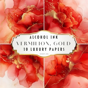 Vermilion Alcohol Ink Pattern, Elegant and Glamorous Shimmer Backgrounds, Liquid Paint Textures, Alcohol Ink Digital Papers Sublimation