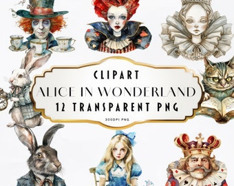 Watercolour Alice in Wonderland Clipart Fairytale Clipart Fairy tale PNG aliceinwonderland Digital Planner Junk Journal Paper Crafts