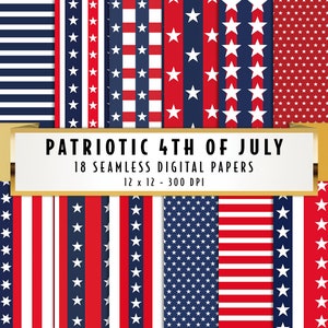 4th of July Digital Paper, Seamless Patriotic Scrapbook Papers, Independence Day Patterns Background, Crafting Tumbler Wrap POD Download