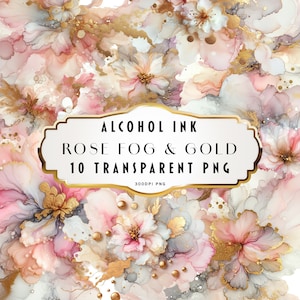 Clipart con nebbia rosa e inchiostro alcolico dorato, sfondi eleganti e glamour, texture di vernice liquida, inchiostro liquido rosa, clipart trasparenti PNG