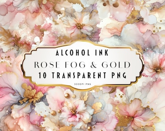Rose mist en gouden alcoholinkt Clipart, elegante en glamoureuze achtergronden, vloeibare verftexturen, roze vloeibare inkt, transparante clipart, png PNGEgg