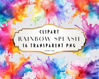 Clipart di schizzi di acquerello arcobaleno Colori arcobaleno Clipart di inchiostro alcolico Clipart di acquerello astratto PNG Uso commerciale Download digitale