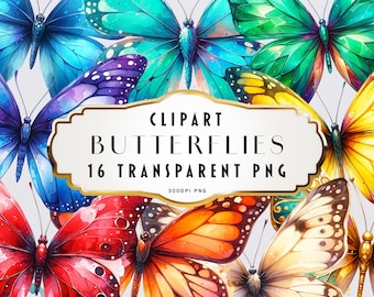 Watercolor Butterflies Clipart, Butterfly Illustrations, Painted Butterfly Clip Art, Butterfly Crafting Tumbler Wrap, POD, Commercial use