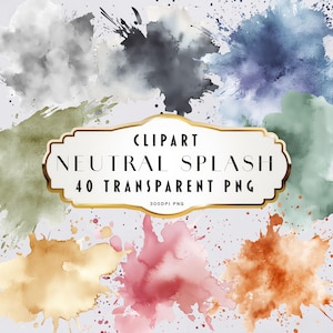 Clipart de respingos de aquarela neutra Fundo abstrato Salpicos Pinceladas neutras Texturas minimalistas neutras Download digital