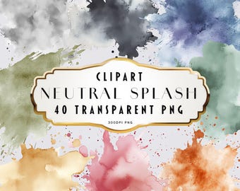 Schizzi di acquerello neutri Clipart Schizzi di sfondo astratti Pennellate neutre Texture minimaliste neutre Download digitale