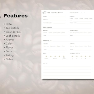 Printable Tea Tasting Notes | Tea Tasting Journal | Log | PDF Download ...