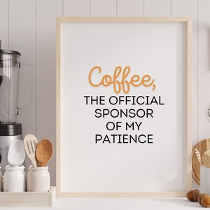 Póster de café, Arte de pared imprimible, Citas de café, Arte digital de café, Arte de cocina divertido, Impresión de café descargable, Arte de café