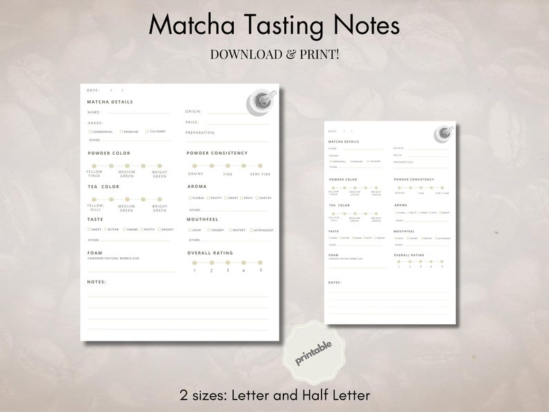 Matcha Text.pdf Printable Matcha Tasting Notes Journal (PDF Download) - Etsy