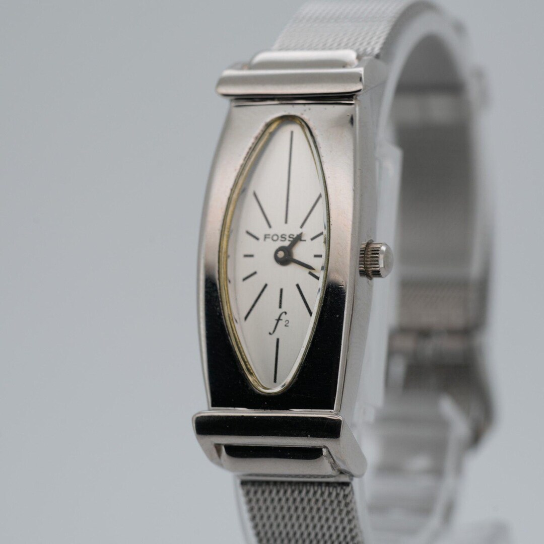 Fossil F2 ES-8766 15mm Silver Oval Watch Mesh Bracelet Quartz - Etsy