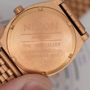 Nixon The Time Teller 37mm Minimalist Watch Salmon Pink Dial Rose Gold A045 image 5