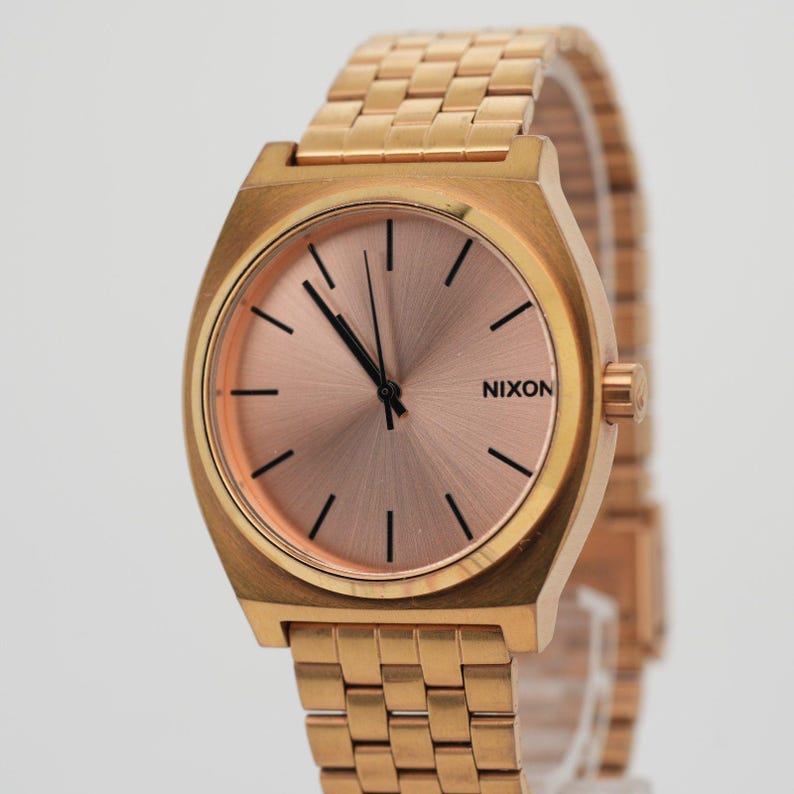 Nixon The Time Teller 37mm Minimalist Watch Salmon Pink Dial Rose Gold A045 image 1