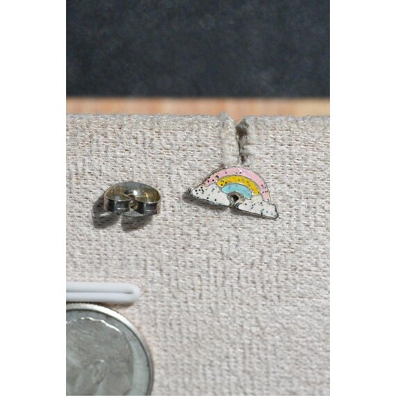 Rainbow Cloud Stud Earrings: Pastel Enamel Sterli… - image 2