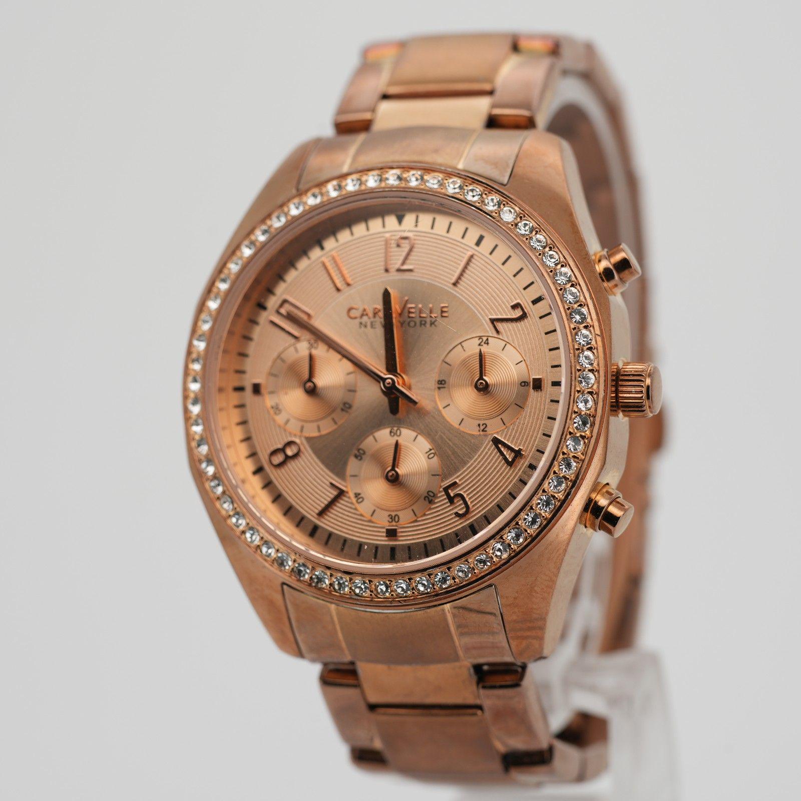 Caravelle New York Gold Tone Chronograph Women’s Quartz Watch Crystal Bezel Caravelle by Bulova Women main image 3