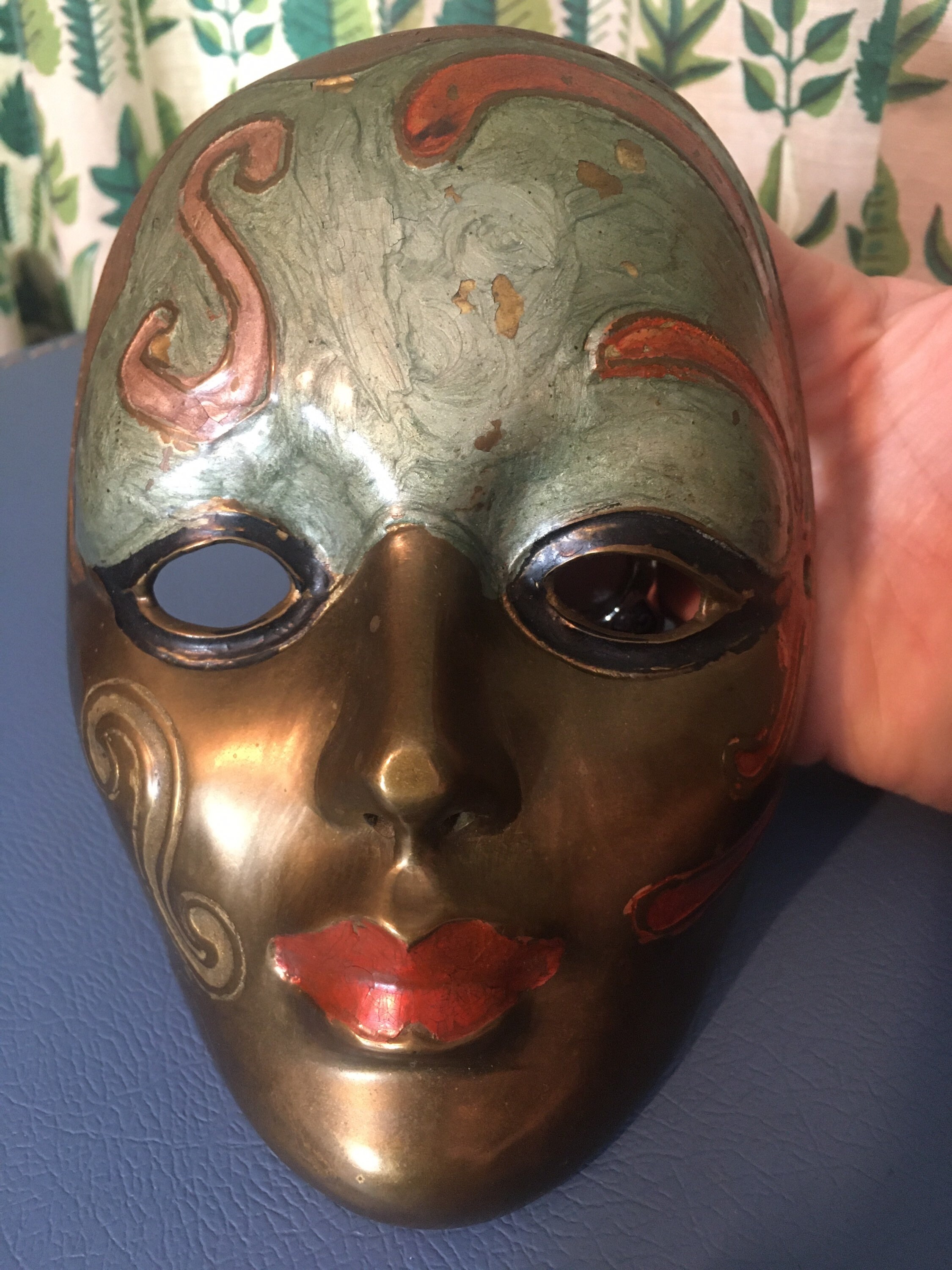 1980's Solid Brass Mask Enamel Wall Art Mask Masquerade Etsy