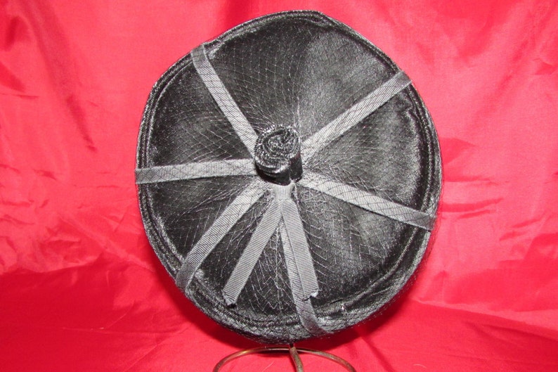 RECENTLY REDUCED Louise Pill Box Hat 1950/'s Union Made Black Velvet Pill Box Hat with Netting