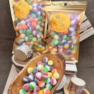 Freeze Dried SOUR RAINBOW PUFFS-Freeze dried candy snacks-kids snacks-freeze dried deserts-trail food-freeze dried sweet food-sour candy.