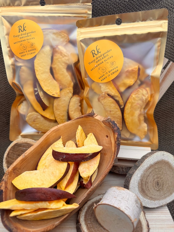 Freeze dried NECTARINE slices healthy fruit snacks-healthy kids snacks-Hikers delight-Natural dessert-trail mix-vegan food snacks.