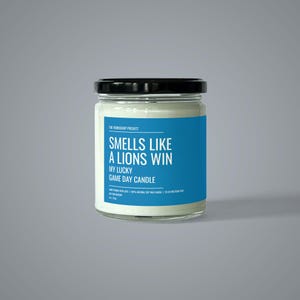 Smells Like A Lions Win Candle | Soy Wax Candle | Detroit Lions Fan Gift Idea | NFL Fan Candle | Lucky Game Day Candle | Lions Fanatic Gift