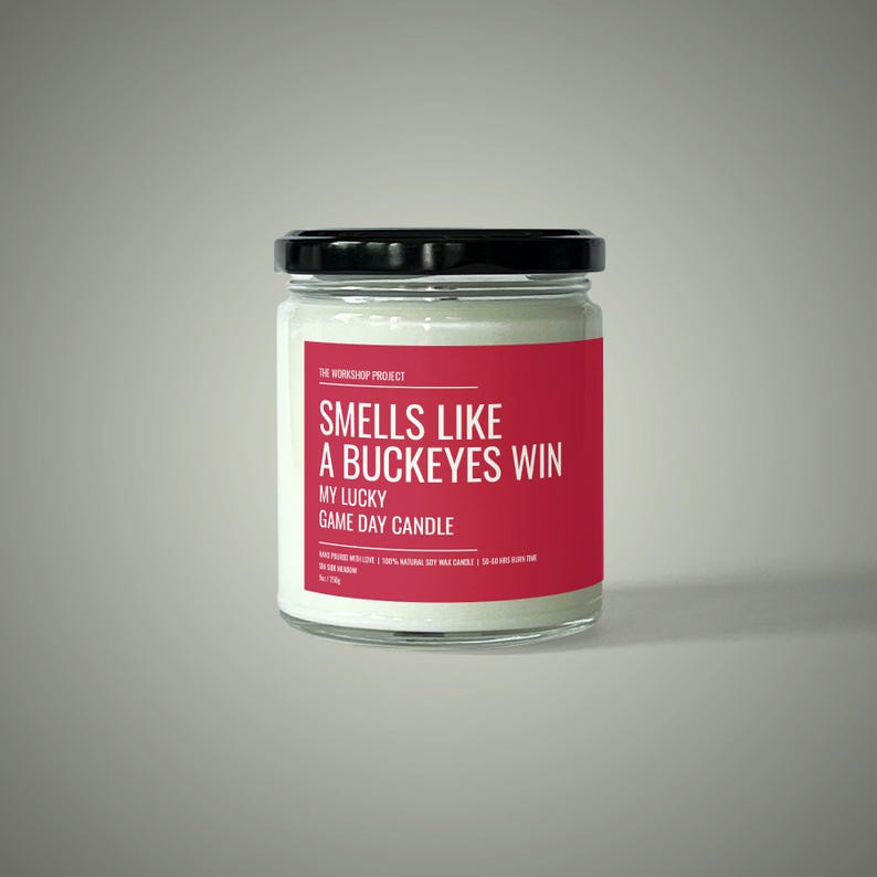 smells like
a buckeyes win my lucky 
game day candle smells_like_a_buckeyes_win candle - front