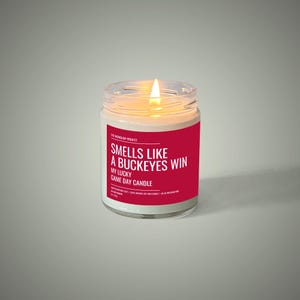 smells like
a buckeyes win my lucky 
game day candle smells_like_a_buckeyes_win candle - perspective_lit