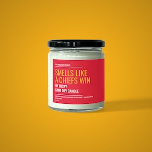 Smells Like A Chiefs Win Candle | Soy Wax Candle | Lucky Game Day Candle | Kansas City Chiefs Fan Gift | NFL Fan Gift Idea | Super Bowl Gift