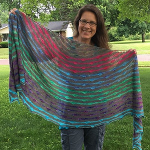 Oval-Spotted, Striped Shawl • Scarf • Wrap