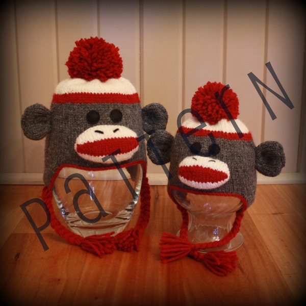 Sock Monkey Hats for the Whole Family (pdf knitting pattern)