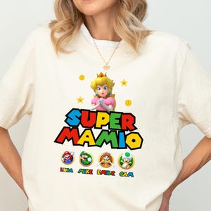 Personalized Super Mamio Tee, Super Mammio Custom Name Shirt, Super Mamio Shirt, Mario Family Shirt, Super Mama Shirt, Mother&#39;s Day Gift Tee