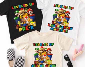 Custom Mario Leveled Up Shirt: Back To School Graduation Tee