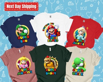 Personalized Super Mario Family Birthday Shirt, Super Mario Family Shirts, Birthday Party Shirt, Custom Super Mario Birthday Toddler T-Shirt
