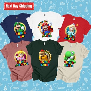 Personalized Super Mario Family Birthday Shirt, Super Mario Family Shirts, Birthday Party Shirt, Custom Super Mario Birthday Toddler T-Shirt