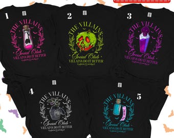 Disney Villains Social Club Shirts, Bad Witches Club Shirt, Disney Funny Villain Era Sweatshirt, Maleficent Shirt, Evil Queen Tee