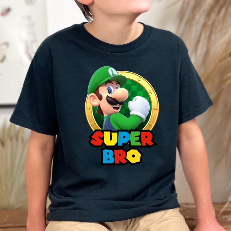 Personalized Super Mario Birthday Shirt Family Matching Tees Custom Kids Party Outfit Gift image 6