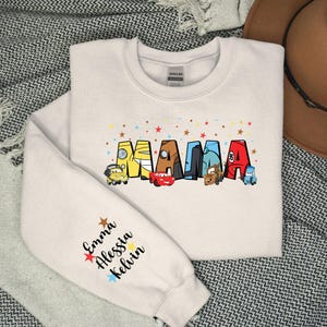 Personalized Disney Pixar Cars Mama Sweatshirt, Cars Mama Hoodie,  Custom Kids Name Mama Sweater, Gift For Mother's Day, Gift For Mama