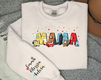 Personalized Car Mama Sweatshirt, Car Mama Hoodie,  Custom Kids Name Mama Sweater, Gift For Mother's Day, Gift For Mama