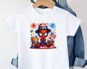 Spiderman 4th July Kids Shirt, American Independence Day